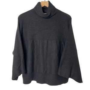 INDUSTRY Women Black Ribbed Knit Turtleneck Sweater Size L Dolman Sleeve Casual